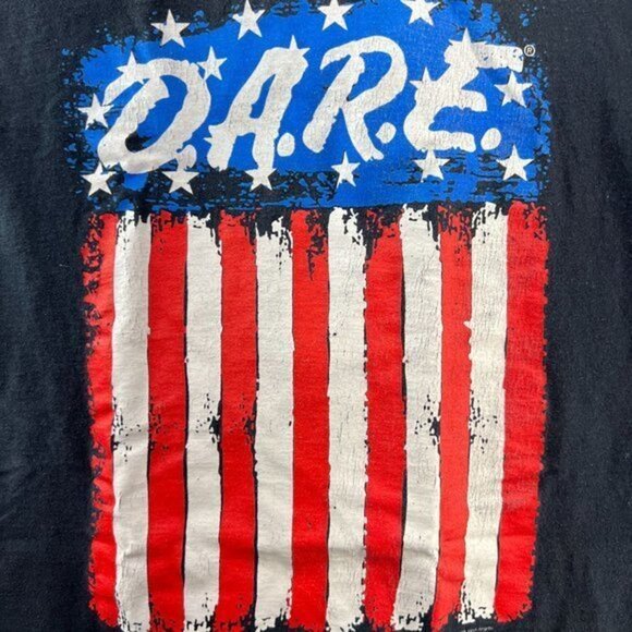 DARE Y2K Shirt Womens Small American Flag USA Graphic Tee - Picture 2 of 9